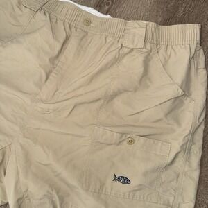 AFTCO Cargo Fishing Shorts Men's 44 Beige Khaki 5.5" Inseam Performance Nylon